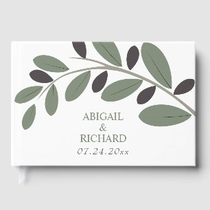 Livro De Visitas Casamento de charme Sylized Olive Branch Mediterrâ