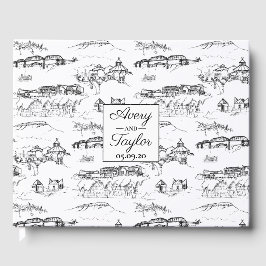 Livro De Visitas Casamento de Chattanooga Toile Black and White