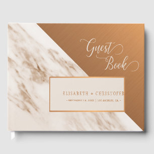 Livro De Visitas Casamento de cobre de mármore luxuoso elegante do