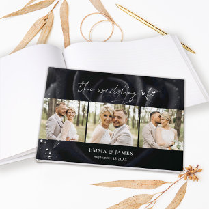 Livro De Visitas Casamento de Colagem de Fotos de Rosa Meia-Noite F