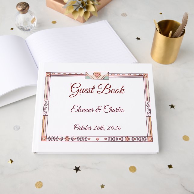 Livro De Visitas Casamento de Conto de Fadas Art Déco (Frente aberta)