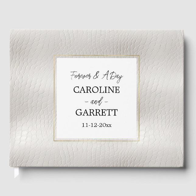 Livro De Visitas Casamento de Couro Branco Faux (Frente)