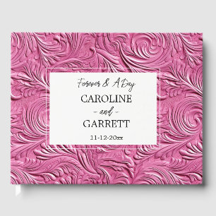 Livro De Visitas Casamento De Couro Faux Chic Pink