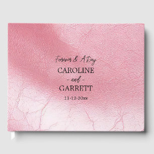 Livro De Visitas Casamento De Couro Mole-Rosa