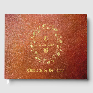 Livro De Visitas Casamento de Couro Rústico