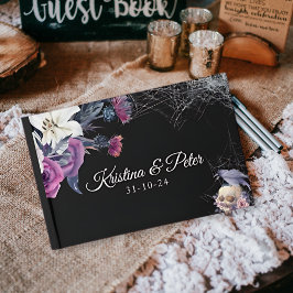 Livro De Visitas Casamento de Crânio Gótico Roxo-Roxo-Elegante