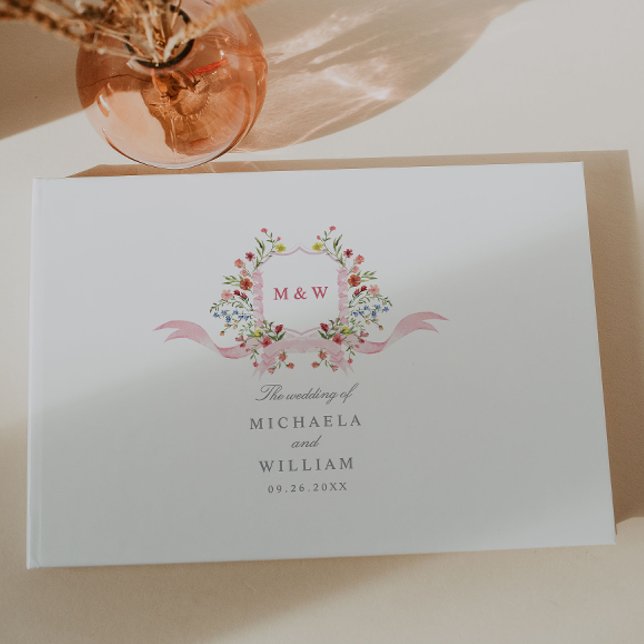 Livro De Visitas Casamento de Crest Botânico com Regência de Aquare (Criador carregado)
