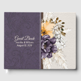 Livro De Visitas Casamento de Damasco e Flores de Queda