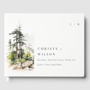 Livro De Visitas Casamento de Desenho da Paisagem de Montanha de Mo