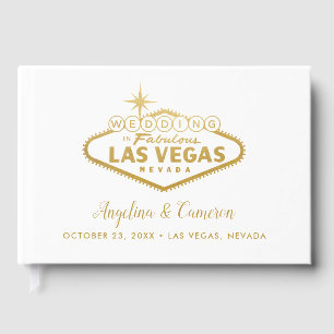 Livro De Visitas Casamento de Destino Dourado Elegante em Las Vegas