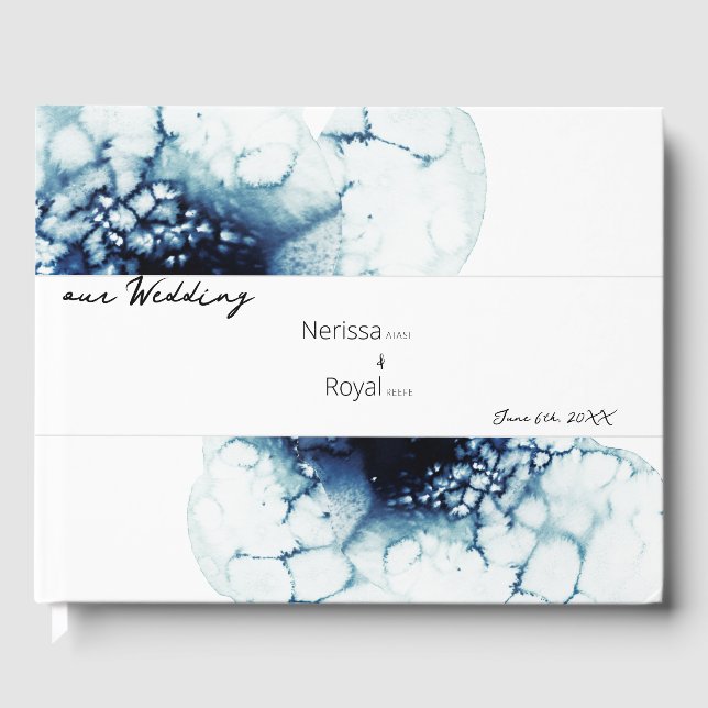 Livro De Visitas Casamento de Destino Náutico Azul (Frente)