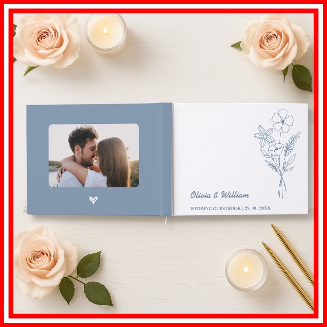Livro De Visitas Casamento de Dusty Blue Wildflower (Criador carregado)