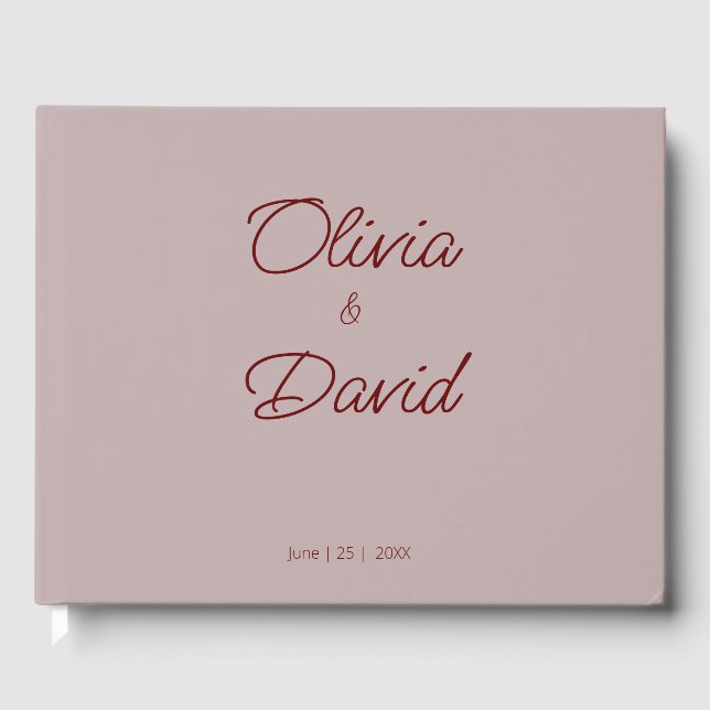 Livro De Visitas Casamento de Elegante Dusty Rosa (Frente)