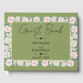 Livro De Visitas Casamento de Embriões Florais Elegante
