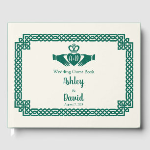 Livro De Visitas Casamento de Emerald Green Celtic Knot Claddagh