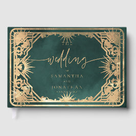 Livro De Visitas Casamento de Emerald Green & Faux Dourado Tarot Ce