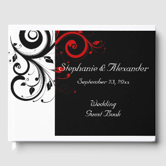 Livro De Visitas Casamento de espiral vermelho-branco preto