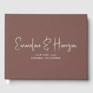 Livro De Visitas Casamento de Espresso Personalizado da Serif de Sc