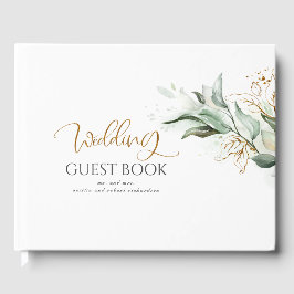 Livro De Visitas Casamento de Eucalyptus Greenery Dourado