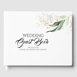 Livro De Visitas Casamento de Eucalyptus Greenery Dourado