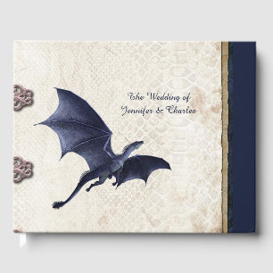 Livro De Visitas Casamento de Fantasia do Dragão Azul