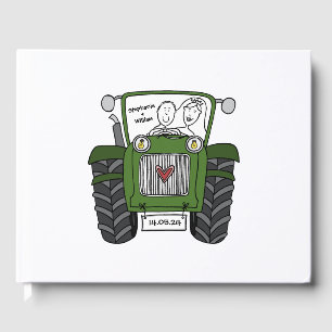 Livro De Visitas Casamento de Fazenda do Trator Verde Personalizado