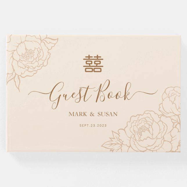 Livro De Visitas Casamento de Felicidade Dupla Chinesa (Frente)