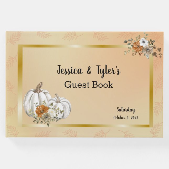 Livro De Visitas Casamento de ferrugem de abóbora branca outono (Frente)