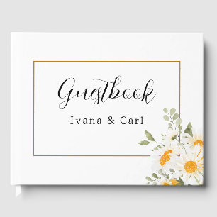 Livro De Visitas Casamento de Flor Amarelo e Branco da IVANA Elegan