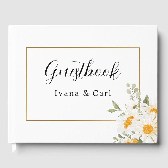 Livro De Visitas Casamento de Flor Amarelo e Branco da IVANA Elegan (Frente)