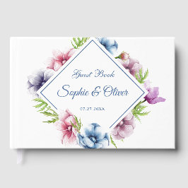 Livro De Visitas Casamento de Flor com Anêmona de Aquarela
