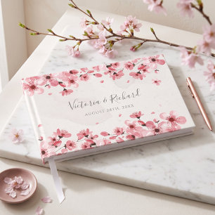 Livro De Visitas Casamento de Flor de Cerejeira em Aquarela