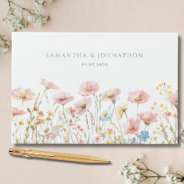 Livro De Visitas Casamento de Flor Silvestre Rosa Cor-de-Rosa