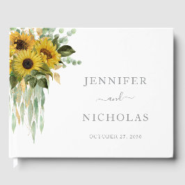 Livro De Visitas Casamento de Floral Sunflower Elegante