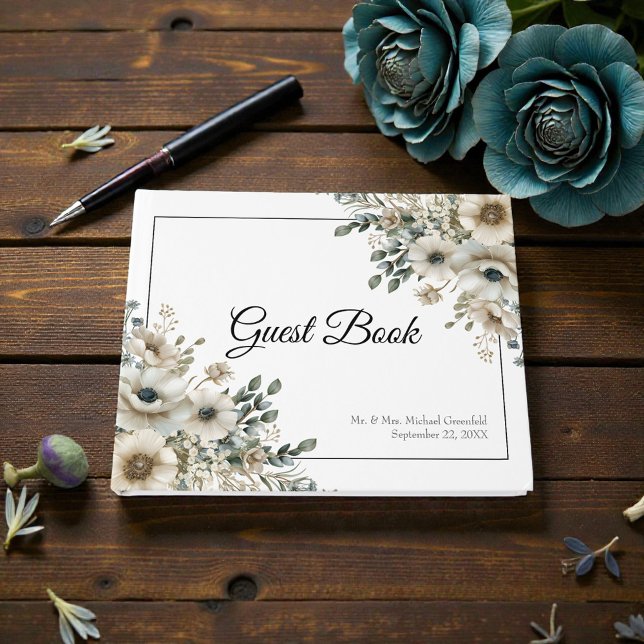 Livro De Visitas Casamento de Flores Aquarela (Criador carregado)
