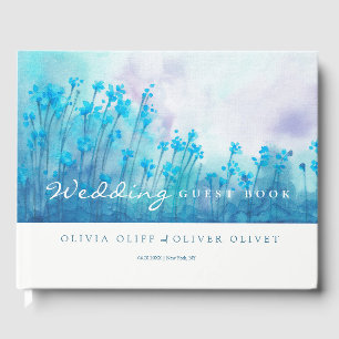 Livro De Visitas Casamento de Flores Azuis
