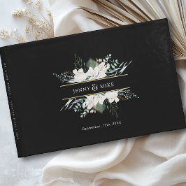 Livro De Visitas Casamento de flores brancas simples e elegantes