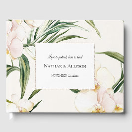 Livro De Visitas Casamento de Flores Brancas Tropicais