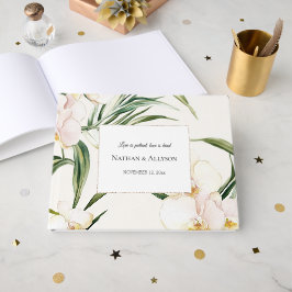Livro De Visitas Casamento de Flores Brancas Tropicais