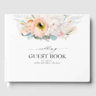 Livro De Visitas Casamento de Flores de Água Pêssego e Rosa