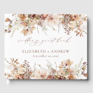 Livro De Visitas Casamento de Flores de Jardim Boho Rústico