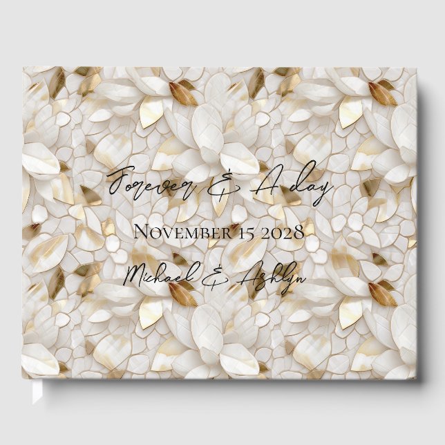 Livro De Visitas Casamento de Flores de Lotus Brancos de Glam Doura (Frente)