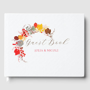 Livro De Visitas Casamento de Flores de Uvas de Berry Doce e Beijo