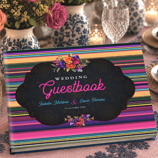 Livro De Visitas Casamento de flores mexicanas modernas (Criador carregado)