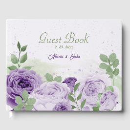Livro De Visitas casamento de flores roxas lindas