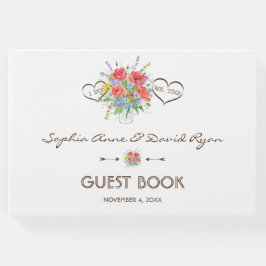 Livro De Visitas Casamento de Flores Selvagens Rustic Watercolor