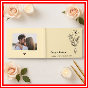 Livro De Visitas Casamento de Flores Silvestres Amarelas Manteiga