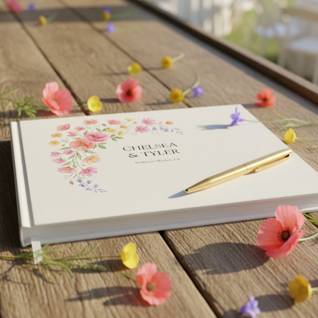 Livro De Visitas Casamento de Flores Silvestres Assinatura Floral B (Pretty floral guest book from the Wildflower Bloom wedding collection by Darling & May)