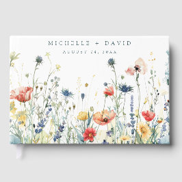 Livro De Visitas Casamento de Flores Silvestres Vibrantes
