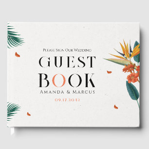 Livro De Visitas Casamento de Flores Tropicais de rico
